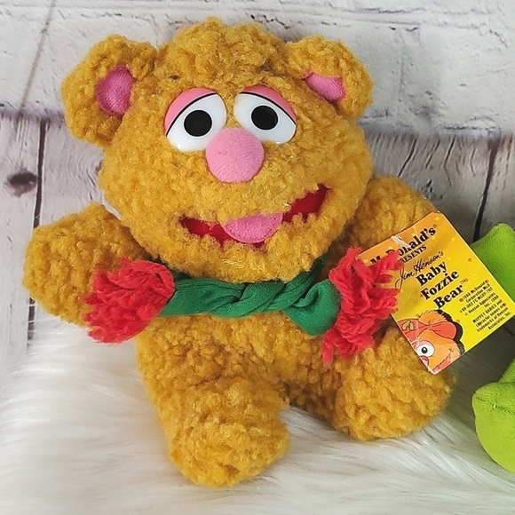 Vintage 80s McDonald's Muppets Sesame Street Baby Kermit & Fozzie Bear Plush Set - Picture 4 of 16